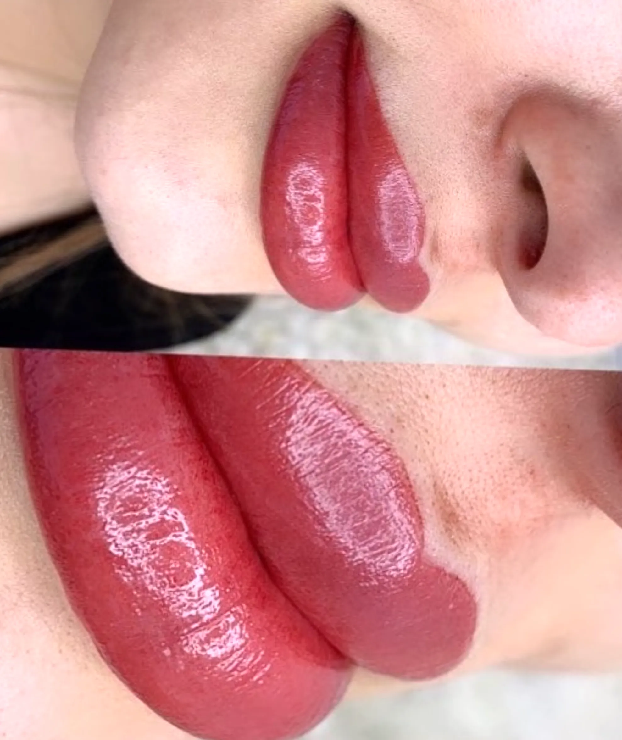 fix uneven lip tattoo